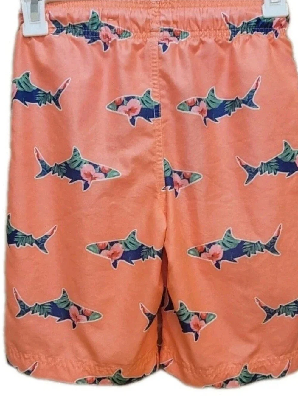 Place Sport Boys Coral Swim Trunks Shorts Tropical Floral Shark Design Sz 7/8